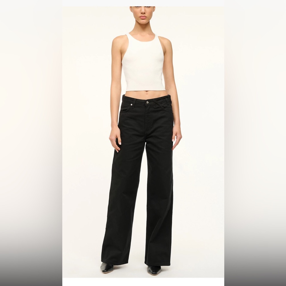Staud WRANGLER + STAUD THE LOOSE JEAN Black Wide Leg Jean Sz 26